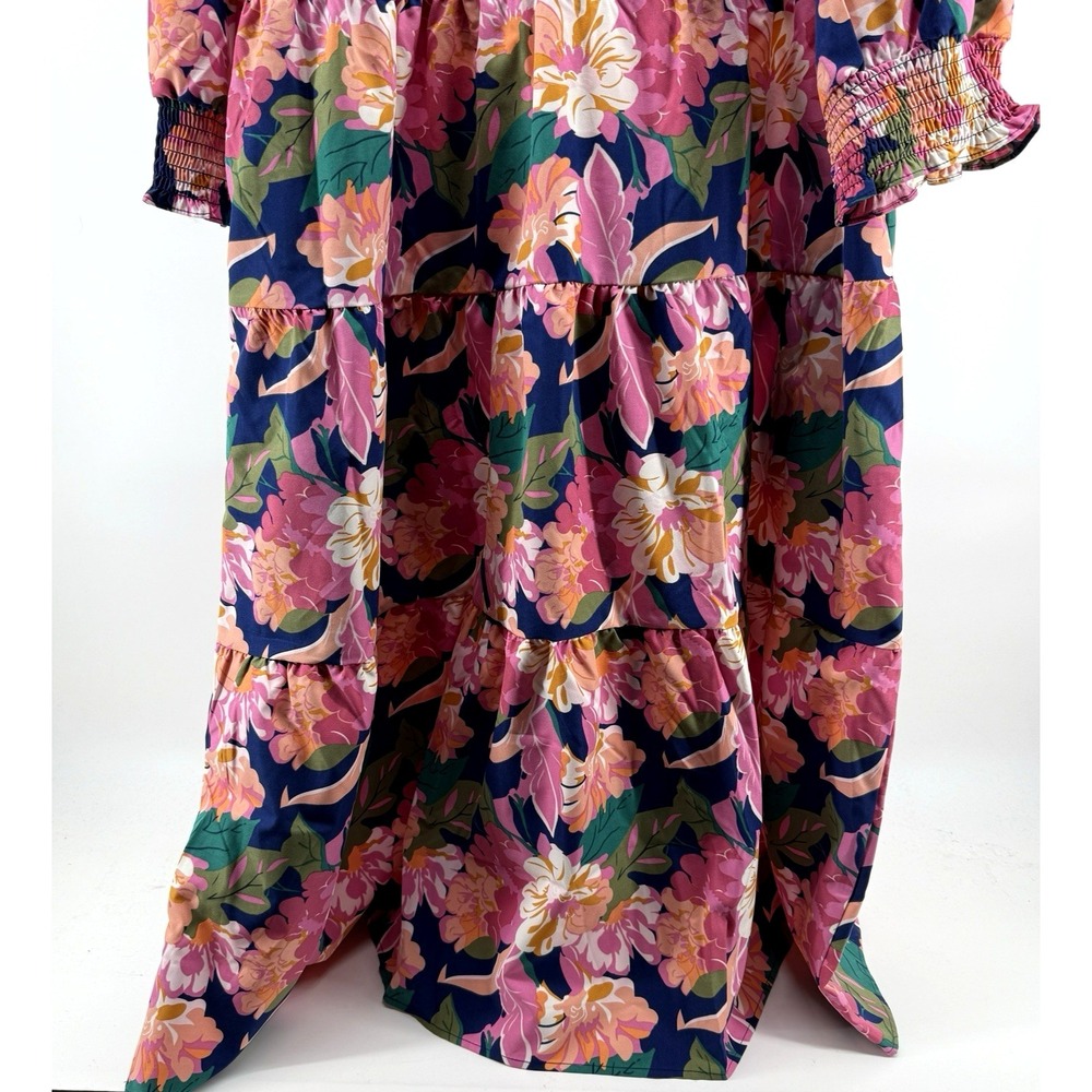 Michelle McDowell Dress Womens XL Maxi Navy Pink Floral Boho Chic NWT - Picture 2 of 10